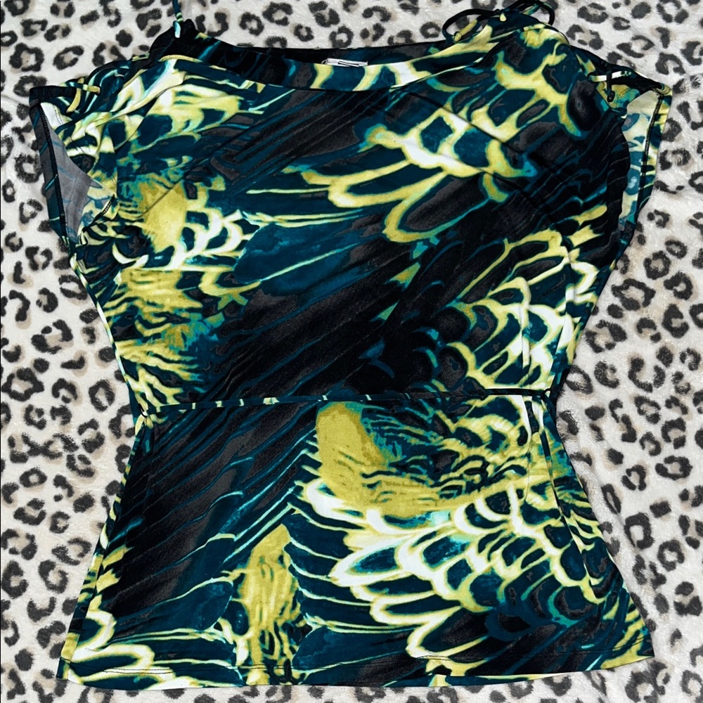 Worthington Black and Green Patterned Blouse